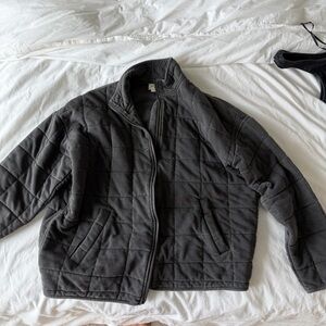 World Market Charcoal Quilted Puffer Jacket